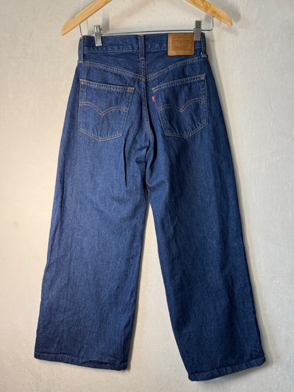 Levi's Premium Baggy Dad Wide Leg Dark Blue Wide Leg Flare Jeans size 24 - Picture 4 of 12